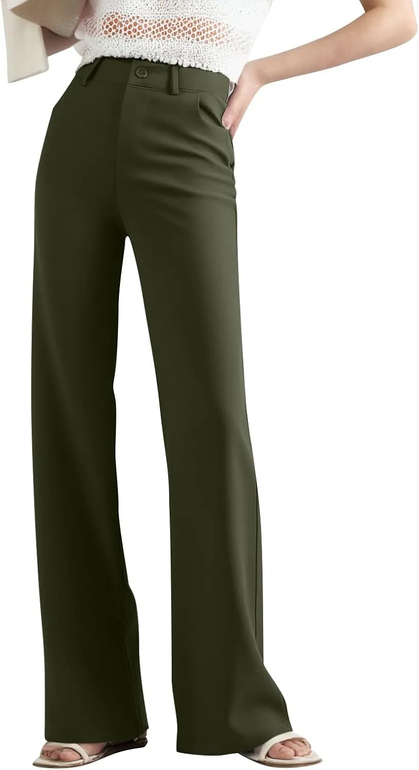 2025 Summer Women Work Business Pants High Waisted Flare Modern Comfortable Office Overalls Ladies Slacks