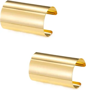 2Pcs Cuff Bangle Bracelet for Women Open Wide Wire Bracelets Gold Wrist Cuff Wrap Bracelet Adjustable