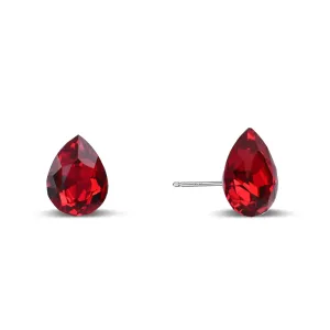 925 Sterling Silver Teardrop Ruby Stud Earrings Red Birthstone Earrings for Women Hypoallergenic Gemstone Earrings for Sensitive Ears