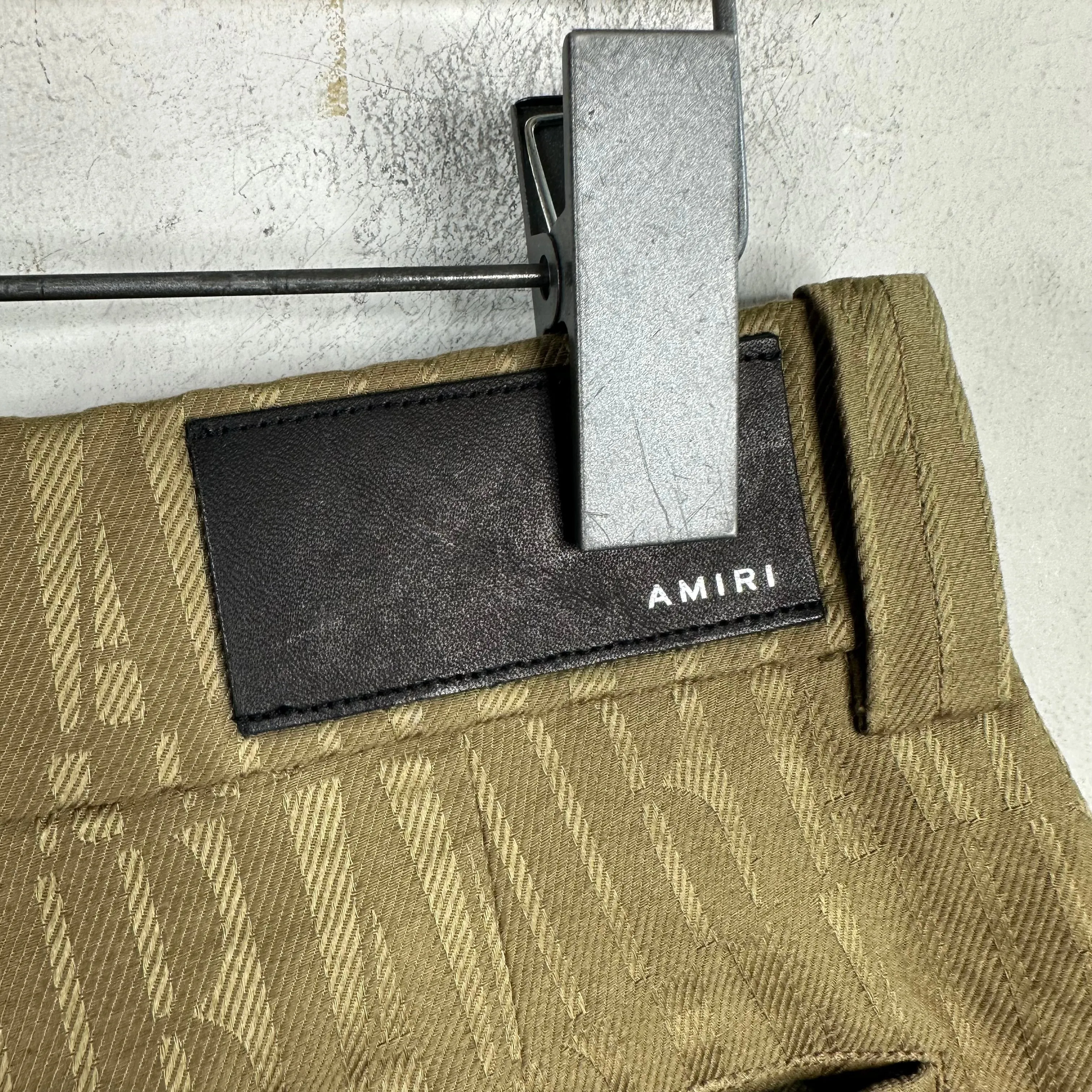 Amiri Gold Monogram Khaki Shorts