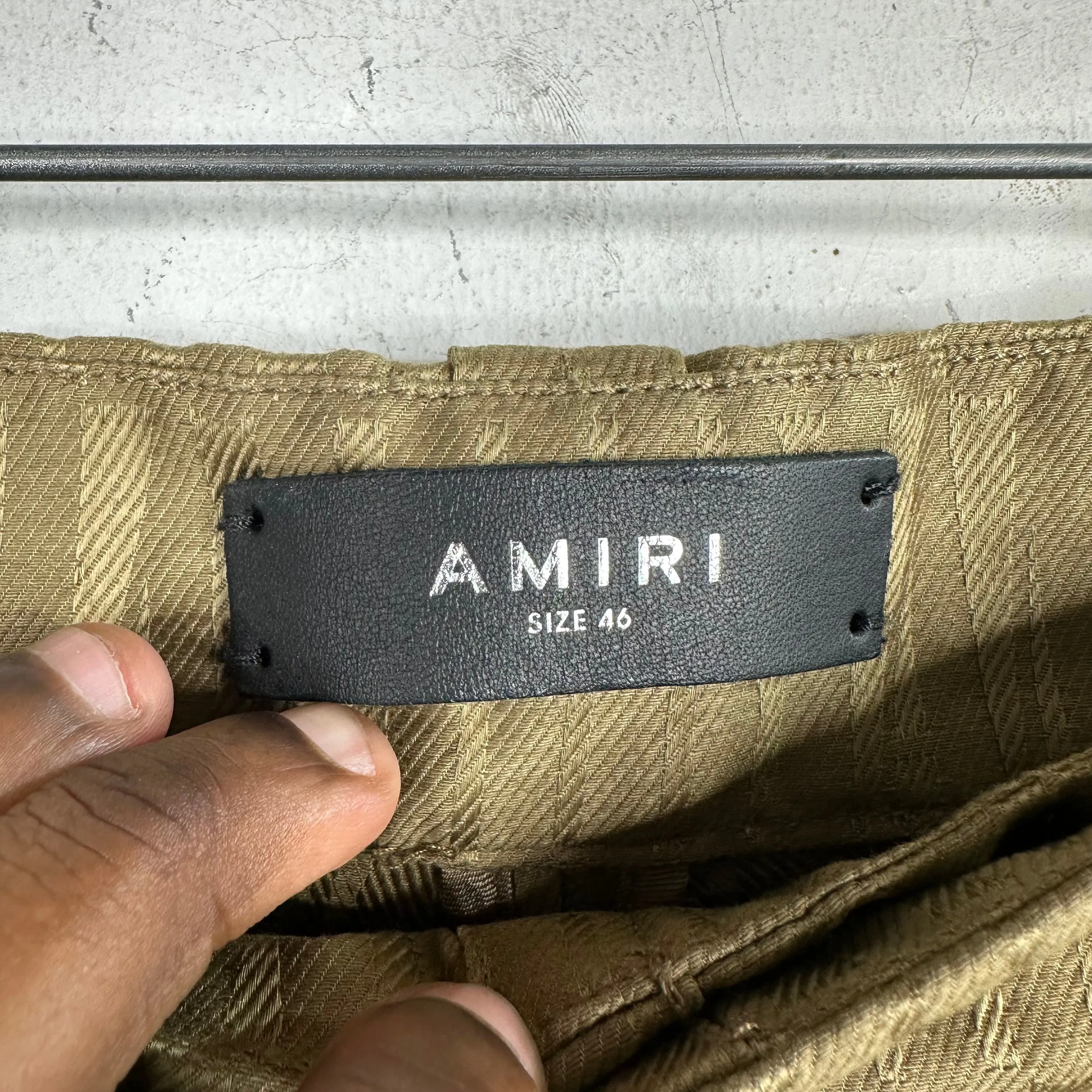 Amiri Gold Monogram Khaki Shorts