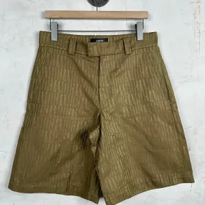 Amiri Gold Monogram Khaki Shorts