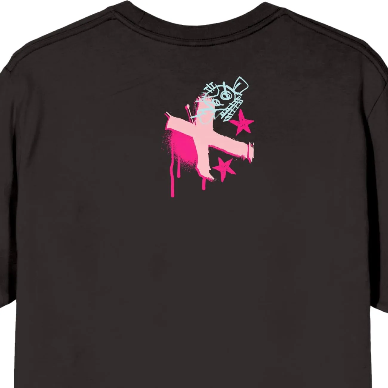 Arcane League of Legends Jinx Front & Back Art Adult Black Crew Neck Short Sleeve T-Shirt