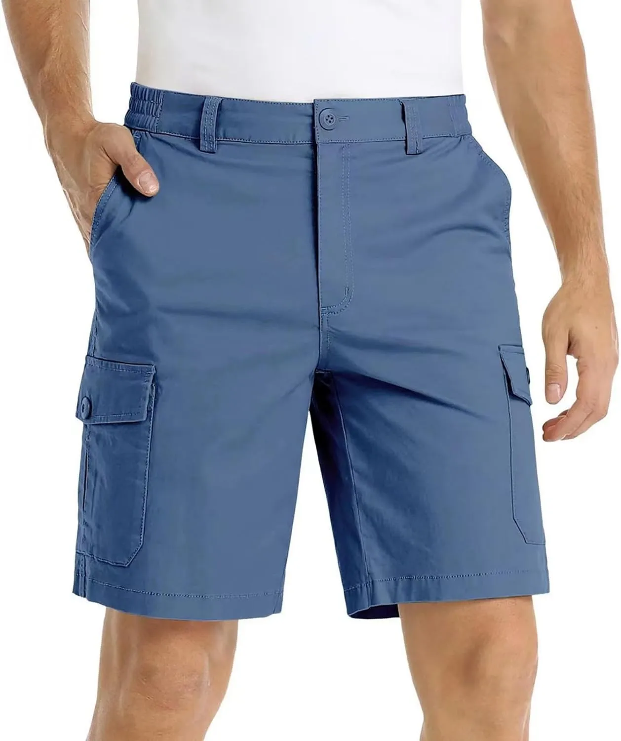 Athletic Cargo Shorts for Men Casual Lightweight Baggy Button Zipper Pants Loose Pockets Summer Beach Half Pants