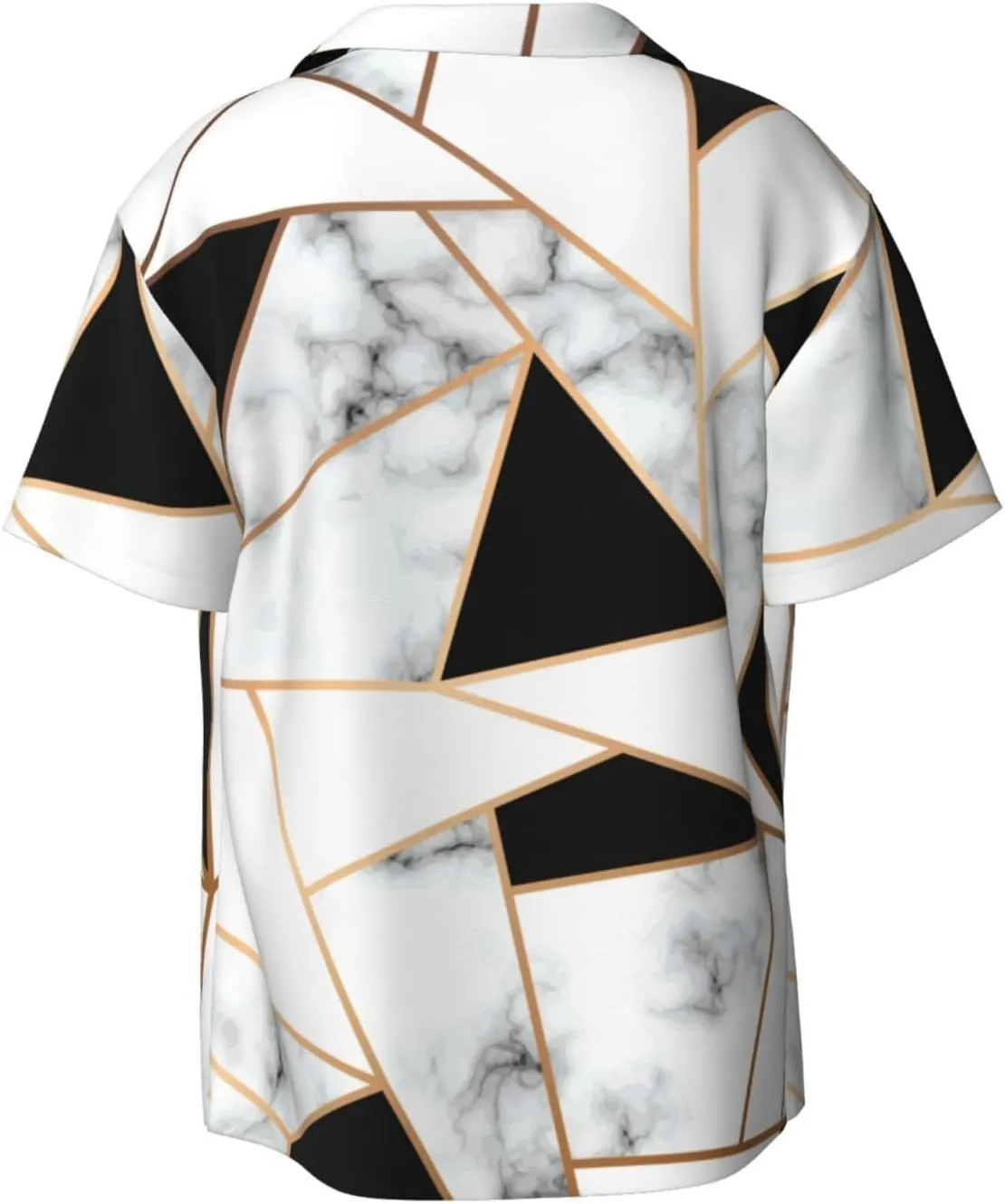 BREAUX Black and White Marble Texture Print Men's Fashionable Cuban Collar Shirts for Tropical Parties and Casual Occasions