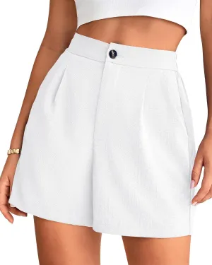 BTFBM Womens Shorts Dressy Casual Summer 2025 High Waisted Tailored Pleated Business Work Trouser Shorts with Pockets