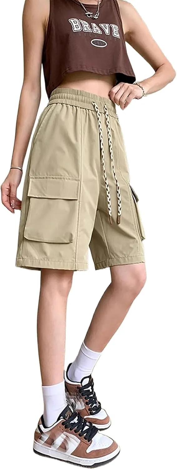 Cargo Shorts Women Y2K Baggy Knee Length Athletic with Pockets Hiking Waterproof Black Pants Men Summer Outfits