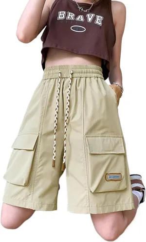 Cargo Shorts Women Y2K Baggy Knee Length Athletic with Pockets Hiking Waterproof Black Pants Men Summer Outfits