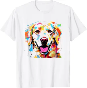 Colorful Abstract Dog Face Vibrant Style T-Shirt