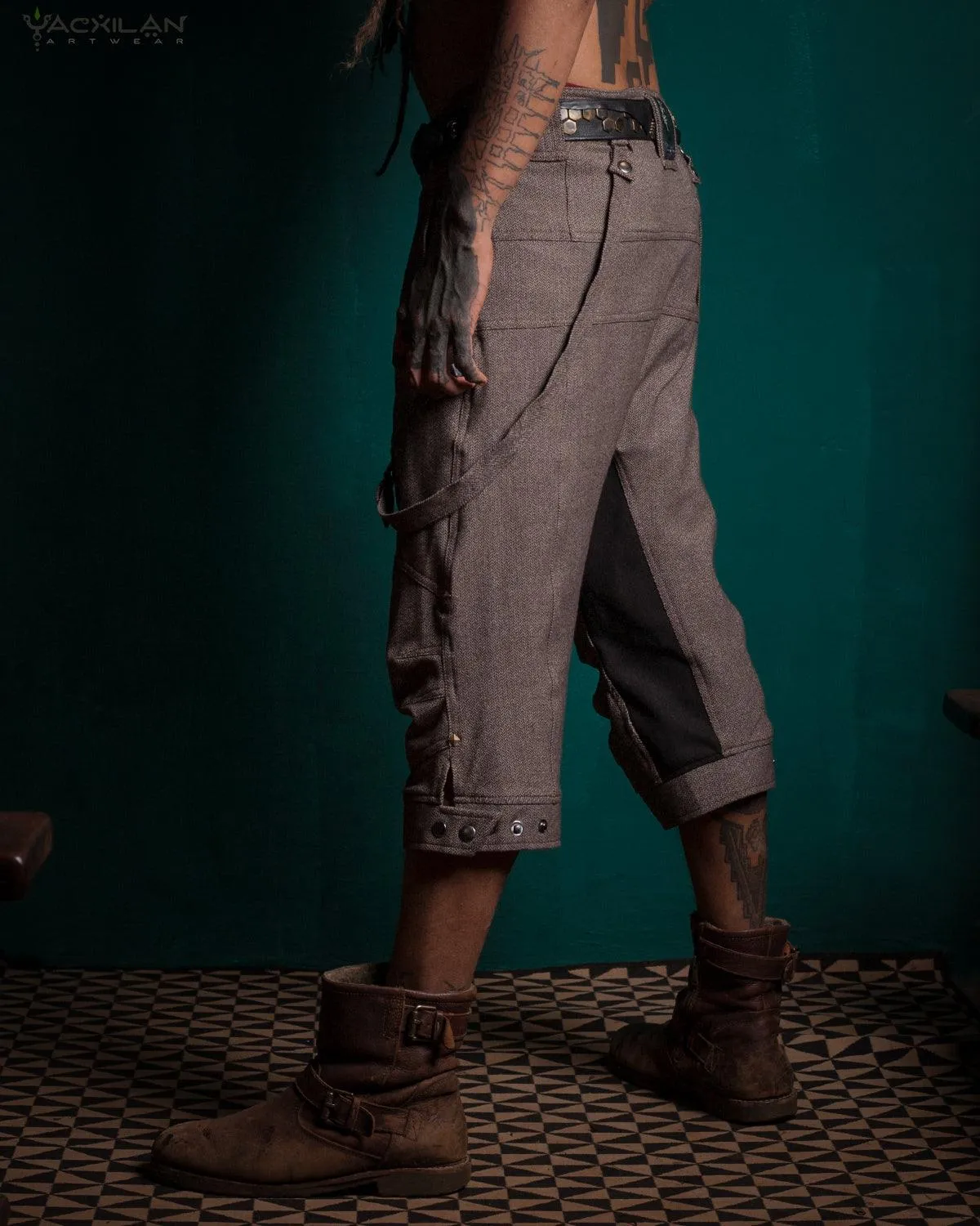 Corsaire Men / Pirate Straps - Stretchy Brown HERRINGBONE  (Japan)