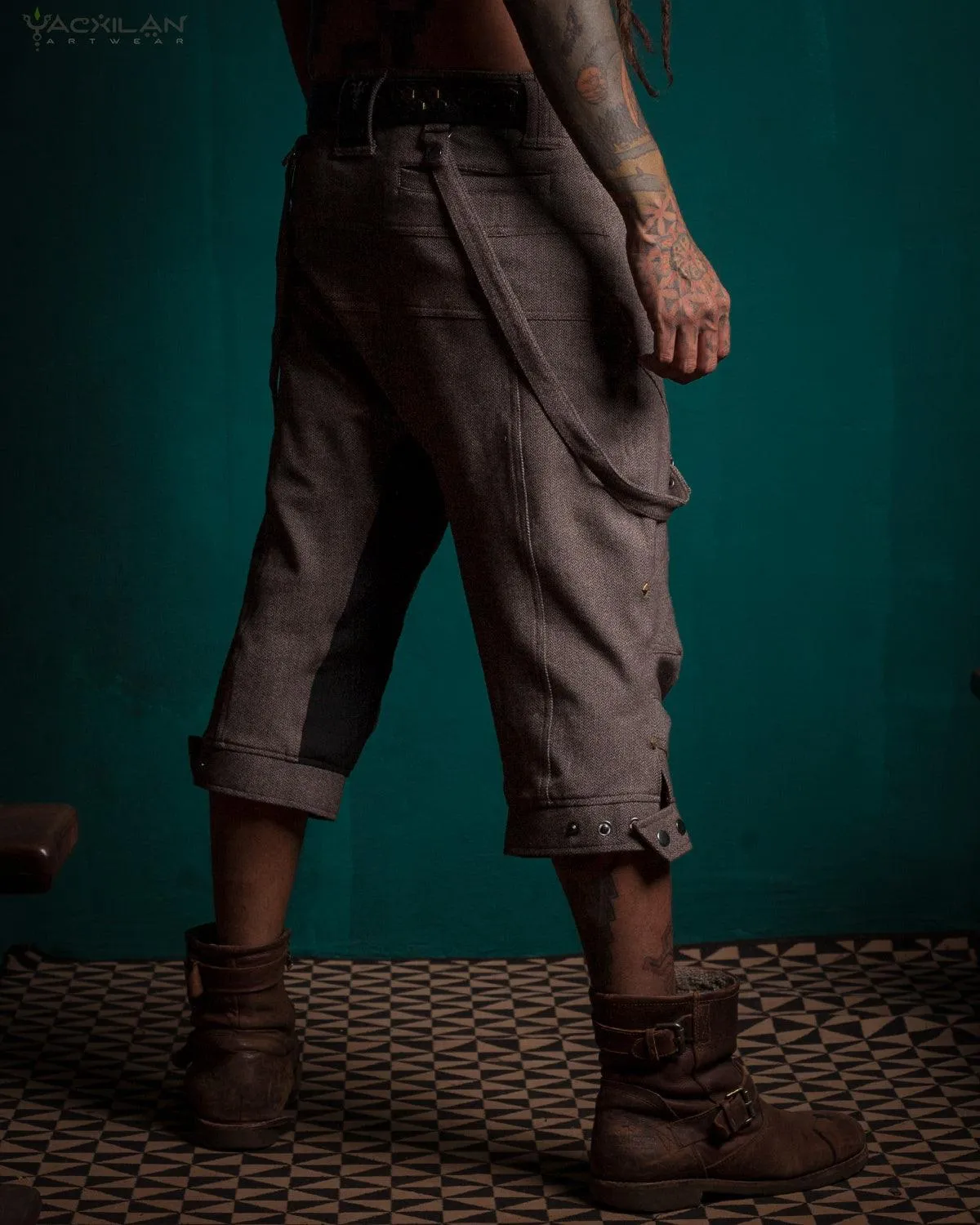 Corsaire Men / Pirate Straps - Stretchy Brown HERRINGBONE  (Japan)
