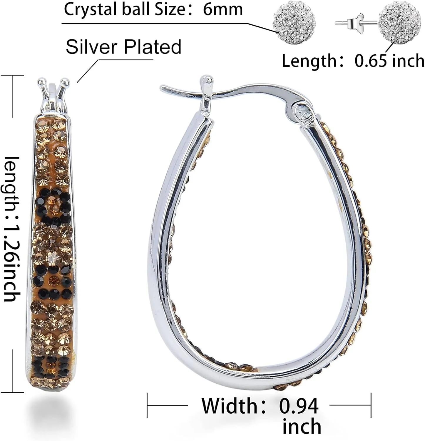 Crystal Hoop Earrings for Women Sparkly American Flag Earrings Silver Plated Red White and Blue Earrings Patriotic Jewelry Gift