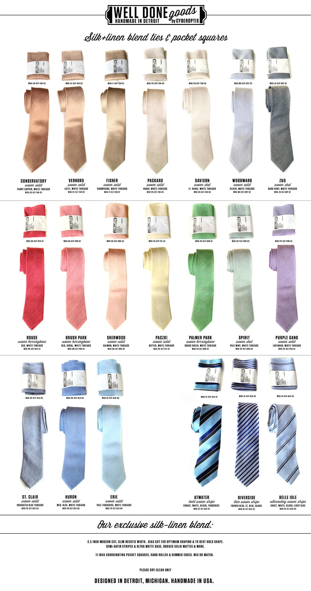 Custom Printed Linen Ties, Modern Cut