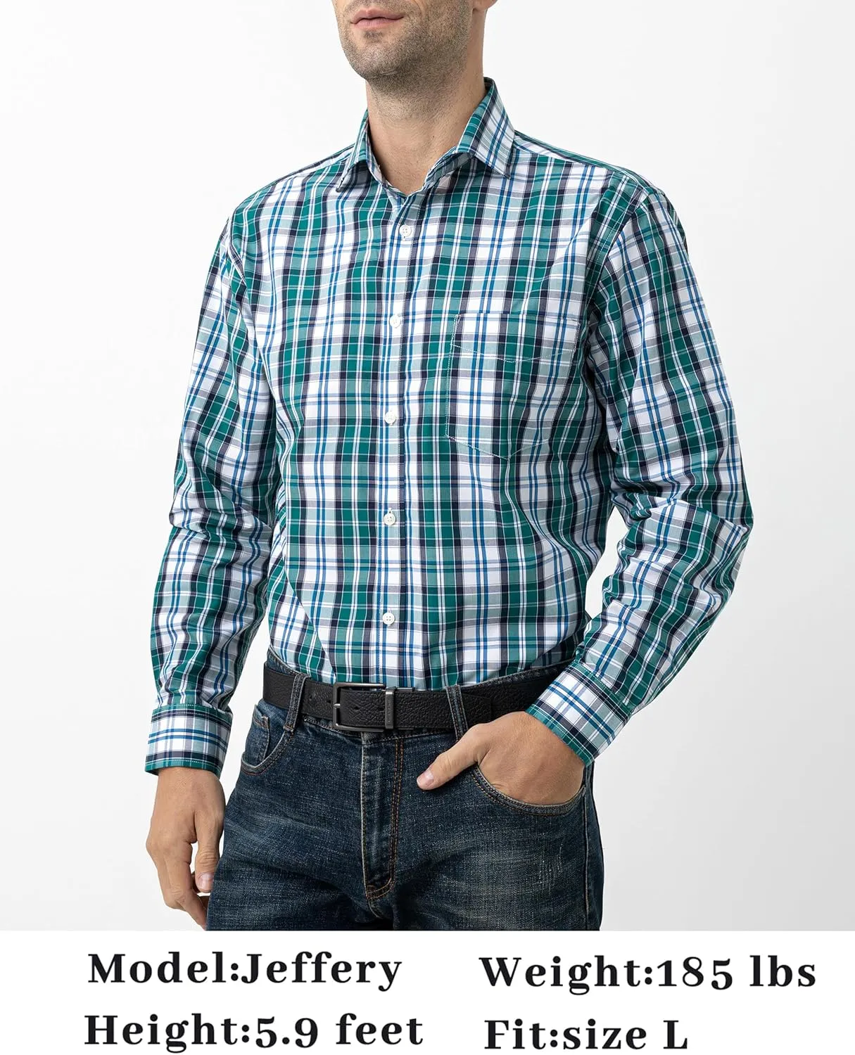 Double Pump Mens Button Down Shirts Cotton Long Sleeve Shirts Regular Fit