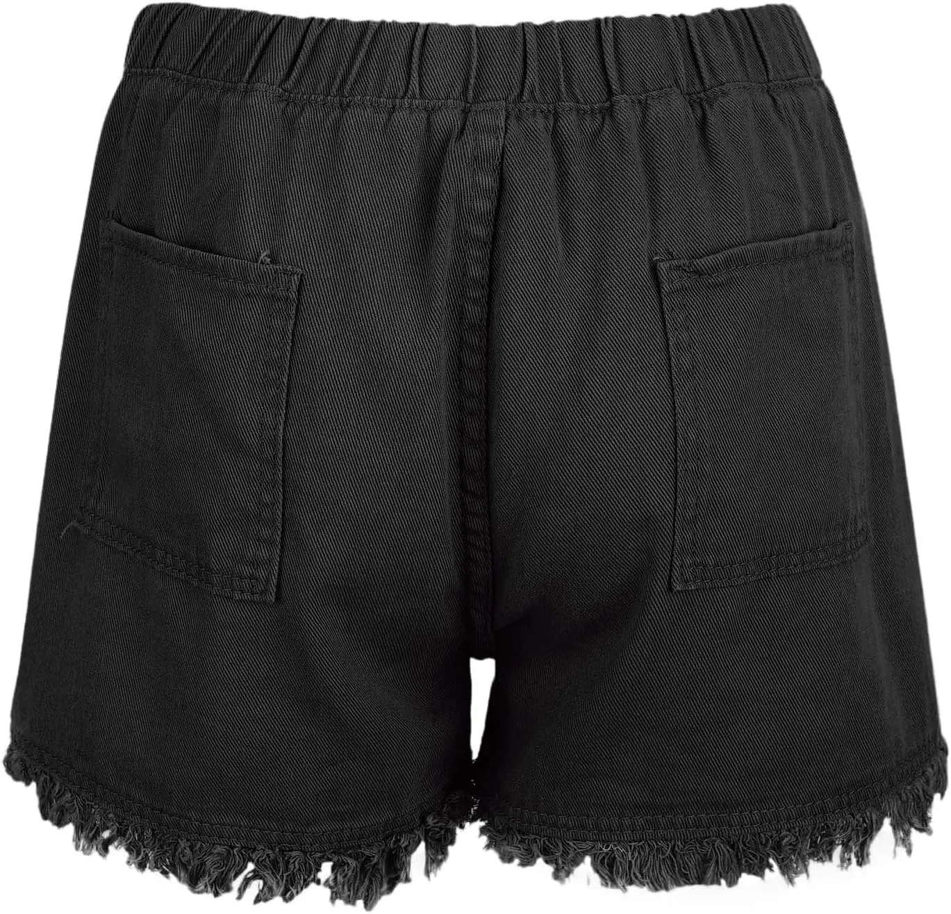 Drawstring Jean Shorts for Women Summer Casual Elastic Waist Raw Hem Denim Shorts Loose Fit Short Pants with Pockets
