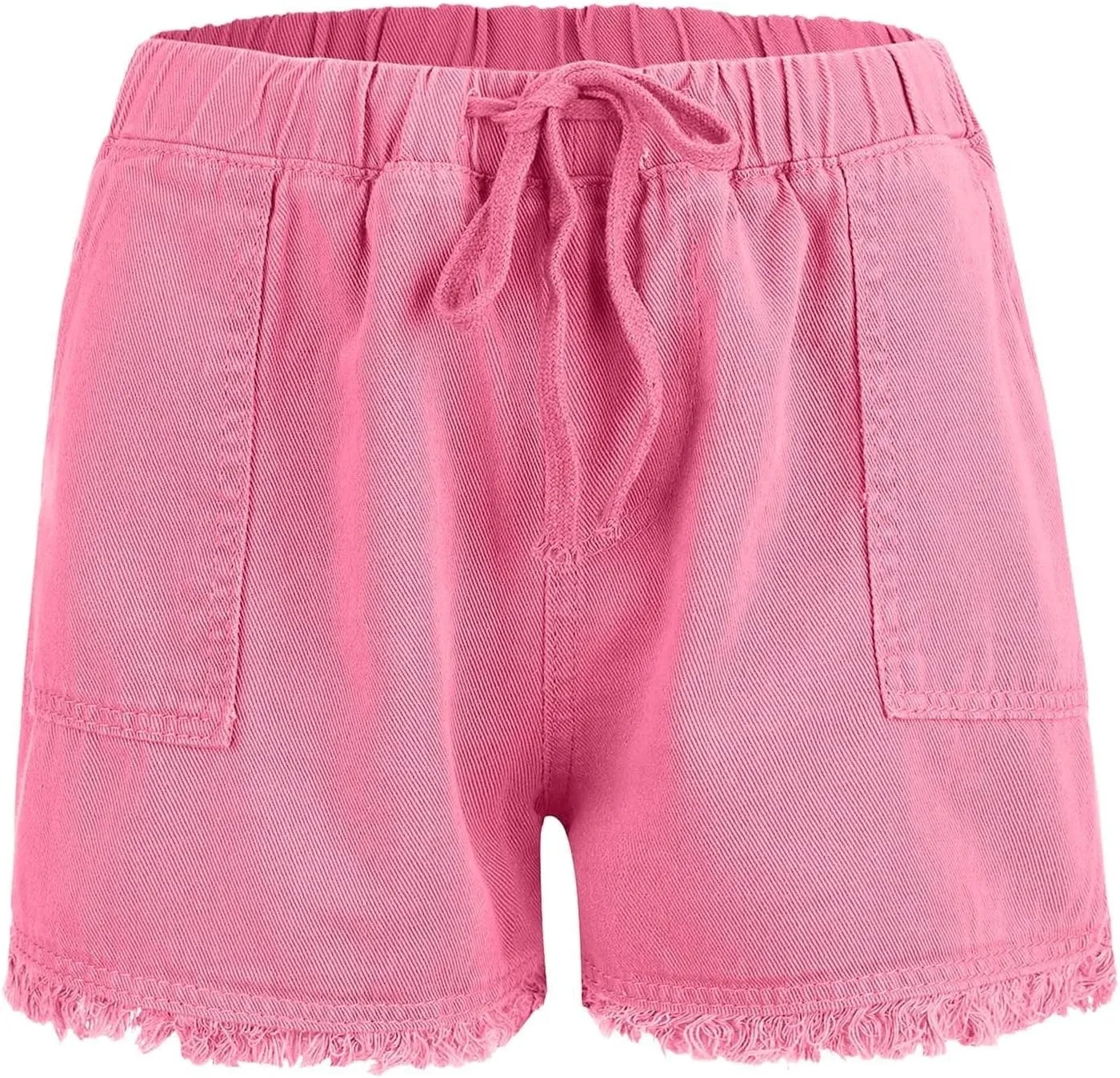 Drawstring Jean Shorts for Women Summer Casual Elastic Waist Raw Hem Denim Shorts Loose Fit Short Pants with Pockets