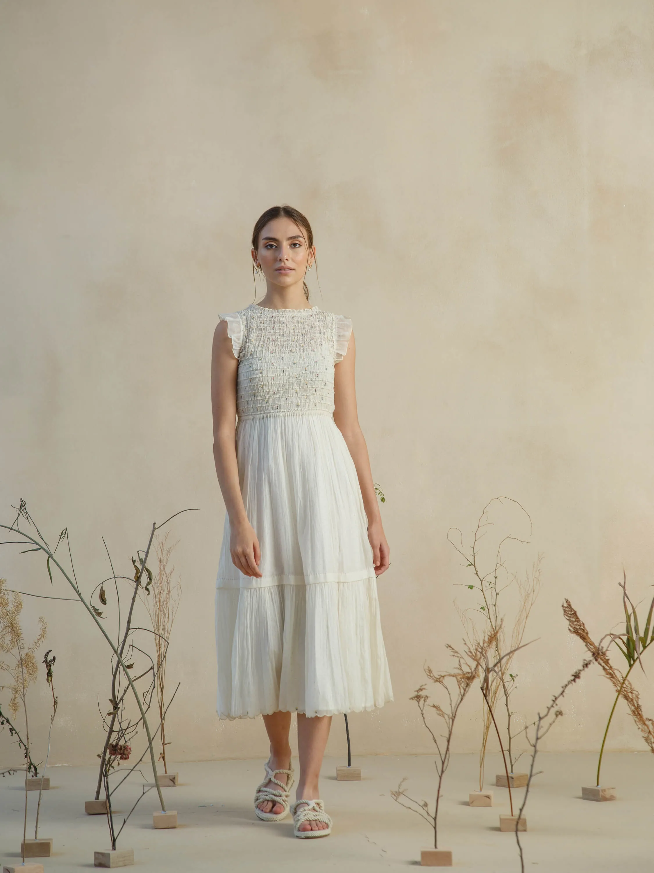 First Ray Smock Midi Dress