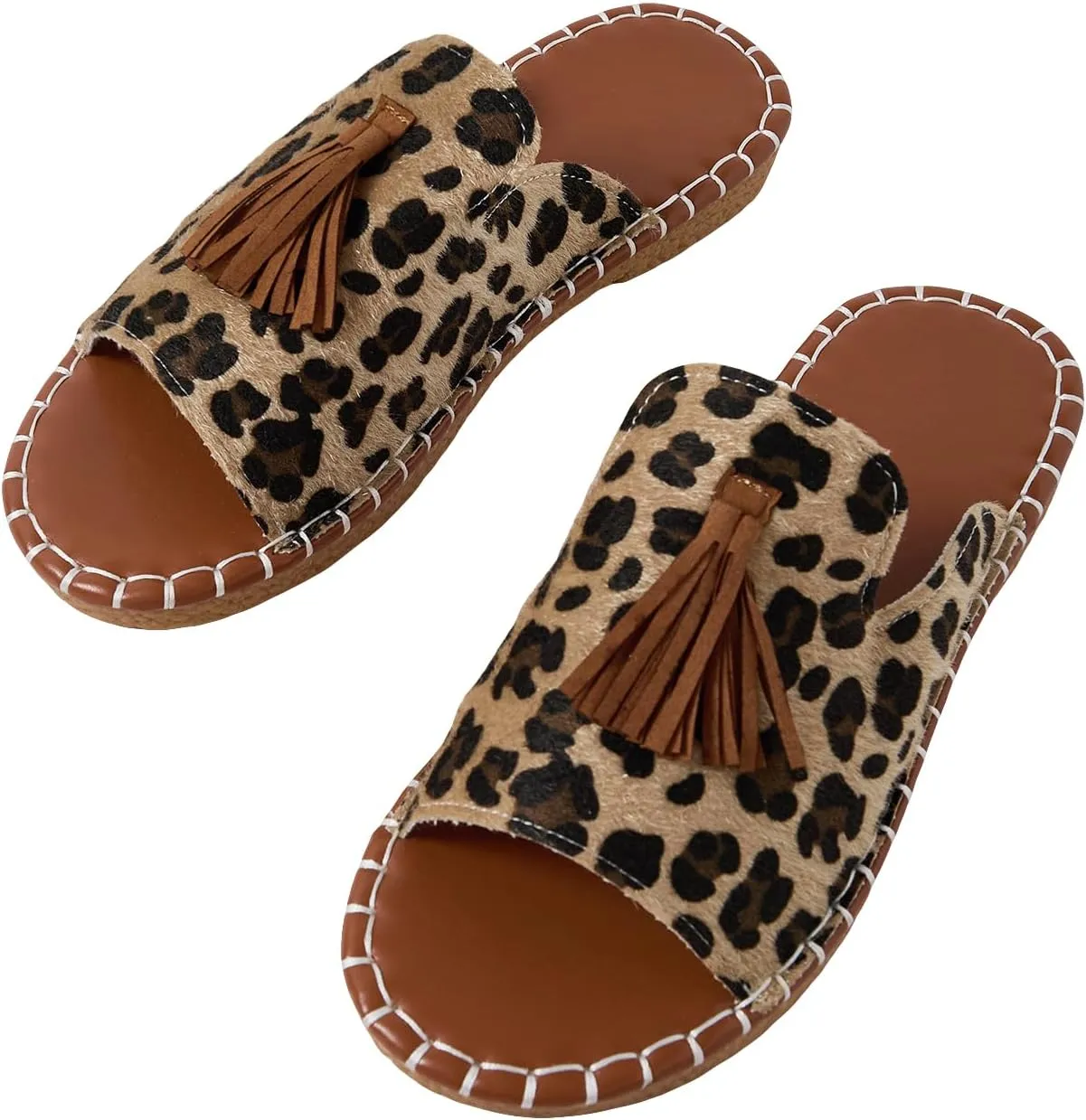 GORGLITTER Women's Rainbow Colorful Summer Flat Sandals 2025 Boho Beach Vacation Slides Shoes