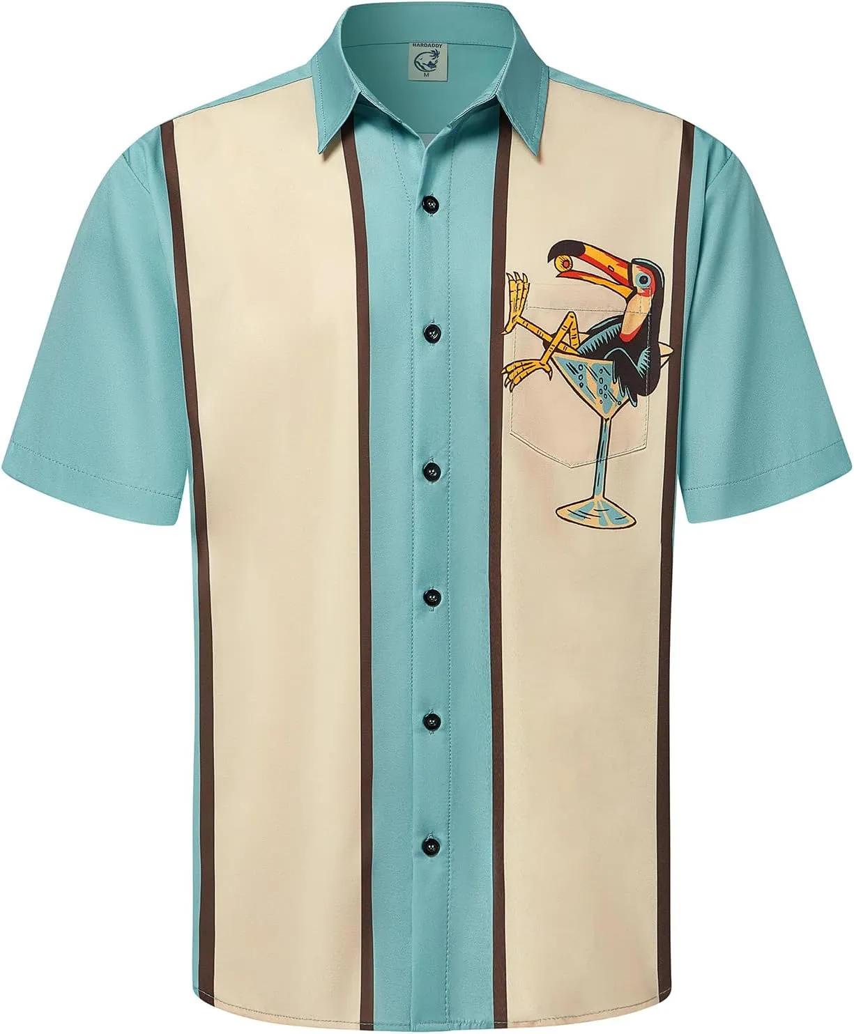 Hardaddy Men's Vintage Bowling Shirt Short Sleeve Button Down Hawaiian Summer Beach Printed Casual Shirts