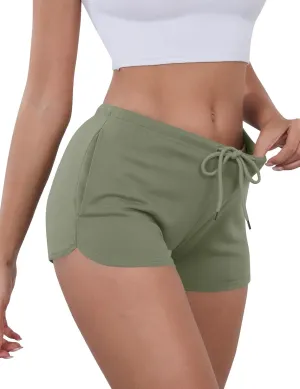 IECCP Athletic Shorts for Women Summer Workout Sweat Shorts Cute Low Rise Mini Shorts with Drawstring and Pockets Sleepwear