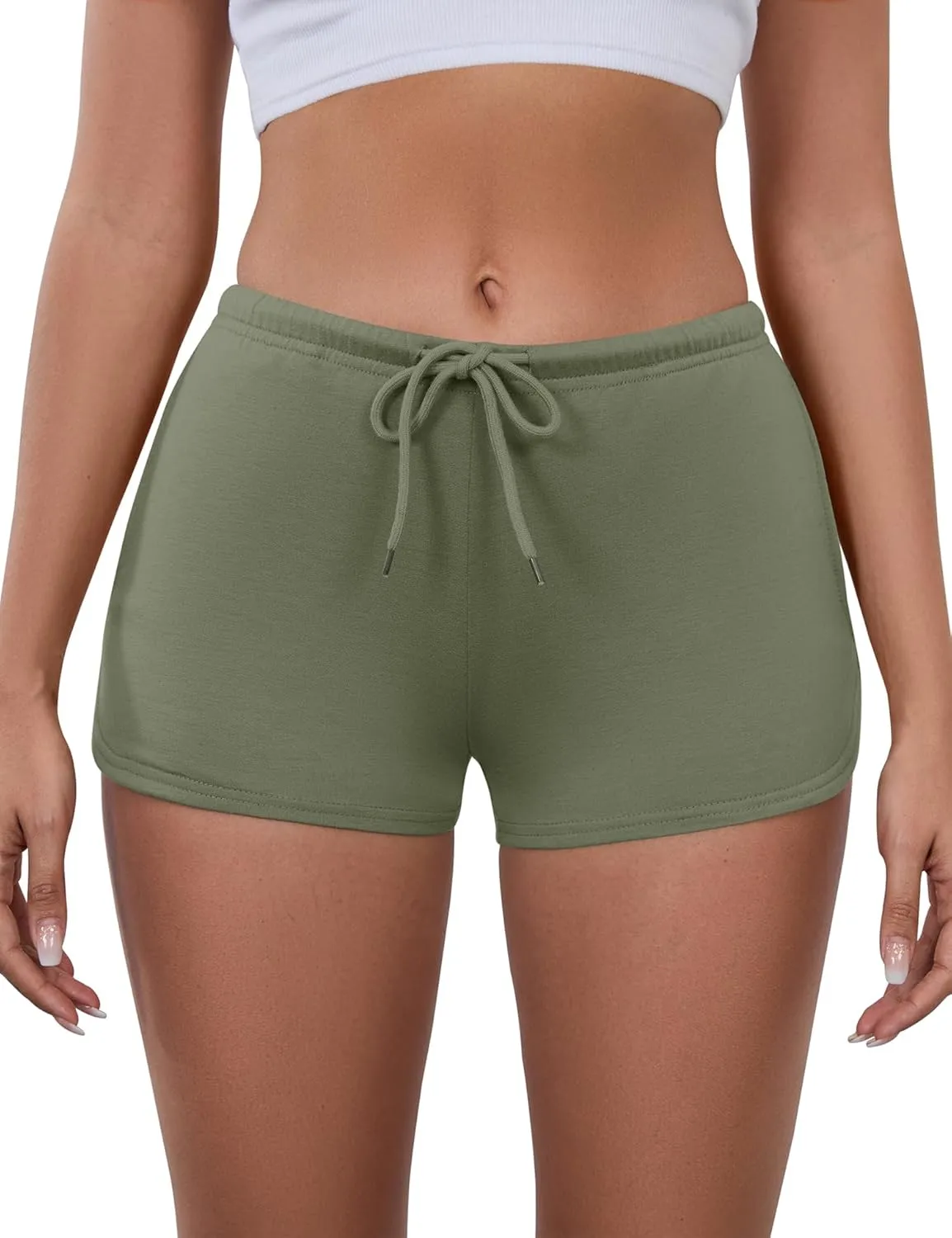 IECCP Athletic Shorts for Women Summer Workout Sweat Shorts Cute Low Rise Mini Shorts with Drawstring and Pockets Sleepwear