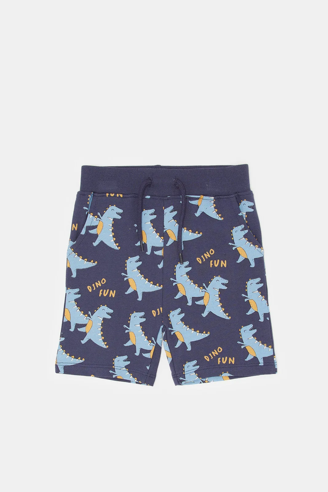 Infant Boys Navy Dino Printed Active Short