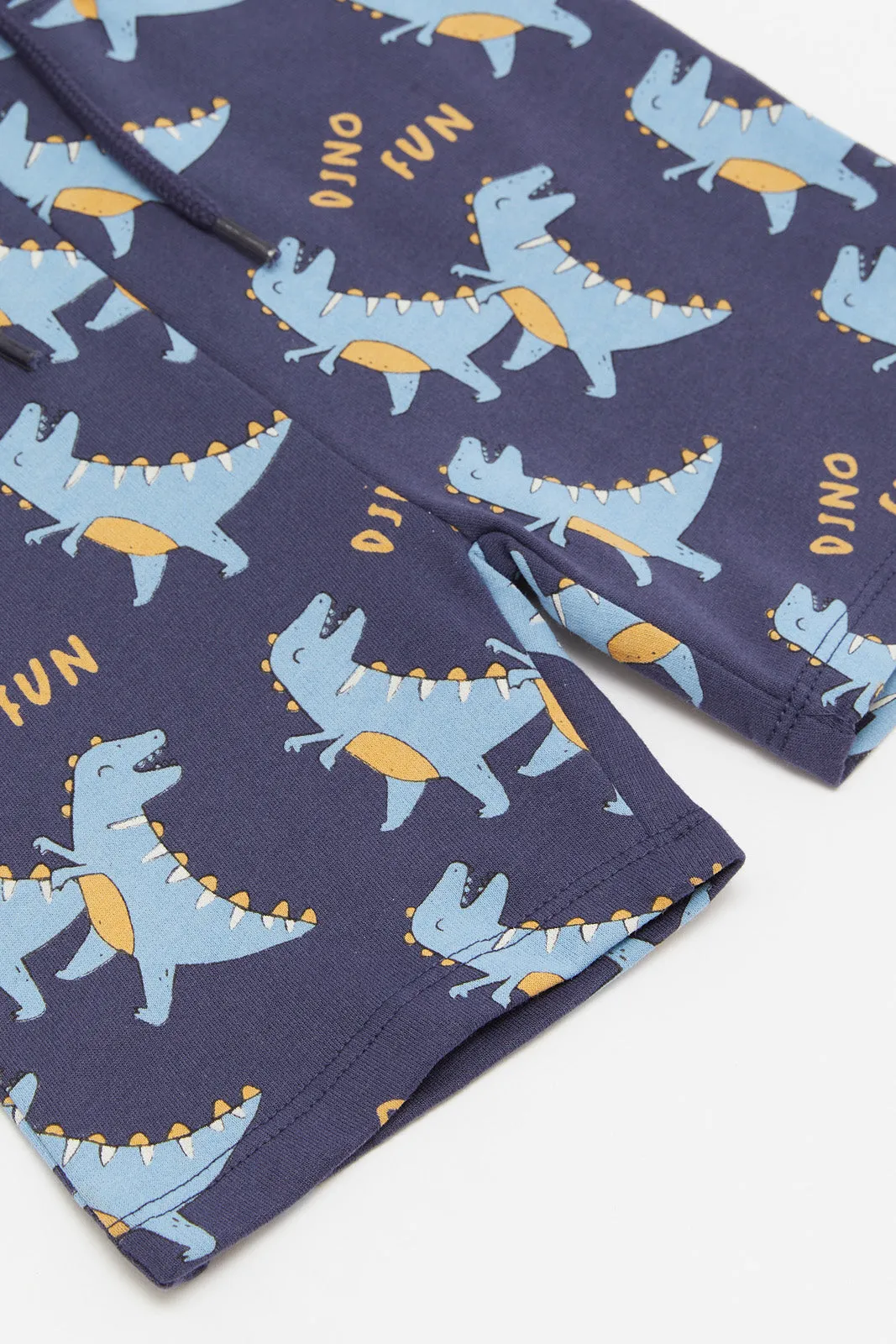 Infant Boys Navy Dino Printed Active Short