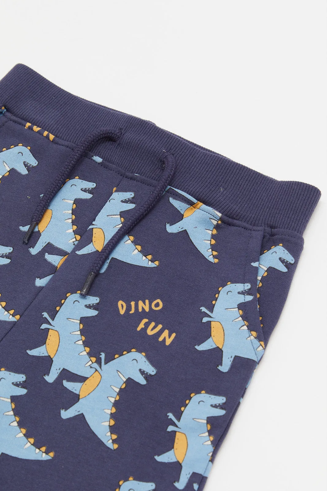 Infant Boys Navy Dino Printed Active Short