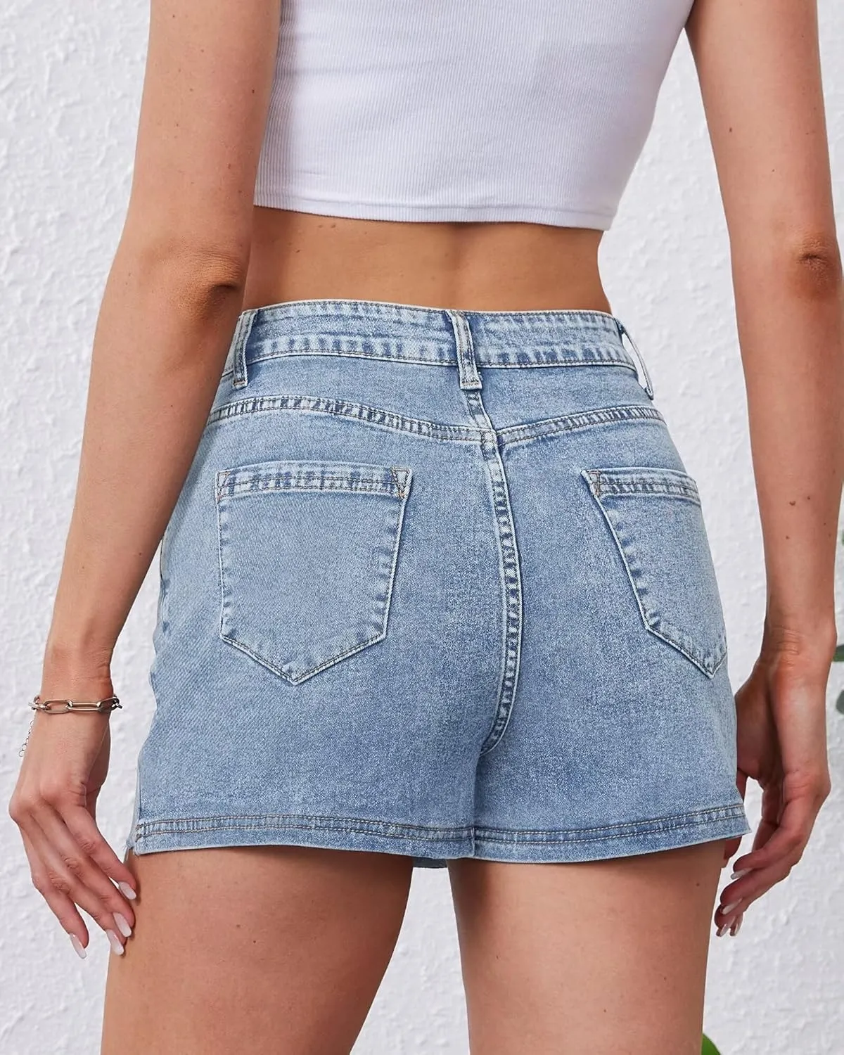 KDF Denim Skort for Women Denim Skirt with Shorts Frayed Raw Hem Mini Skort Blue Jean Skirt for Women Jean Skort