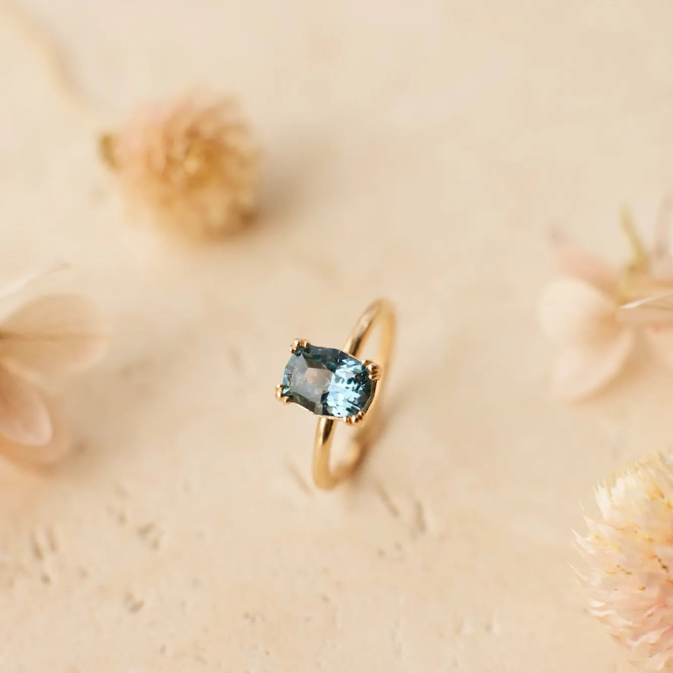 Kennedy Ring - 1.91 Carat Teal Blue Geo-Cut Sapphire