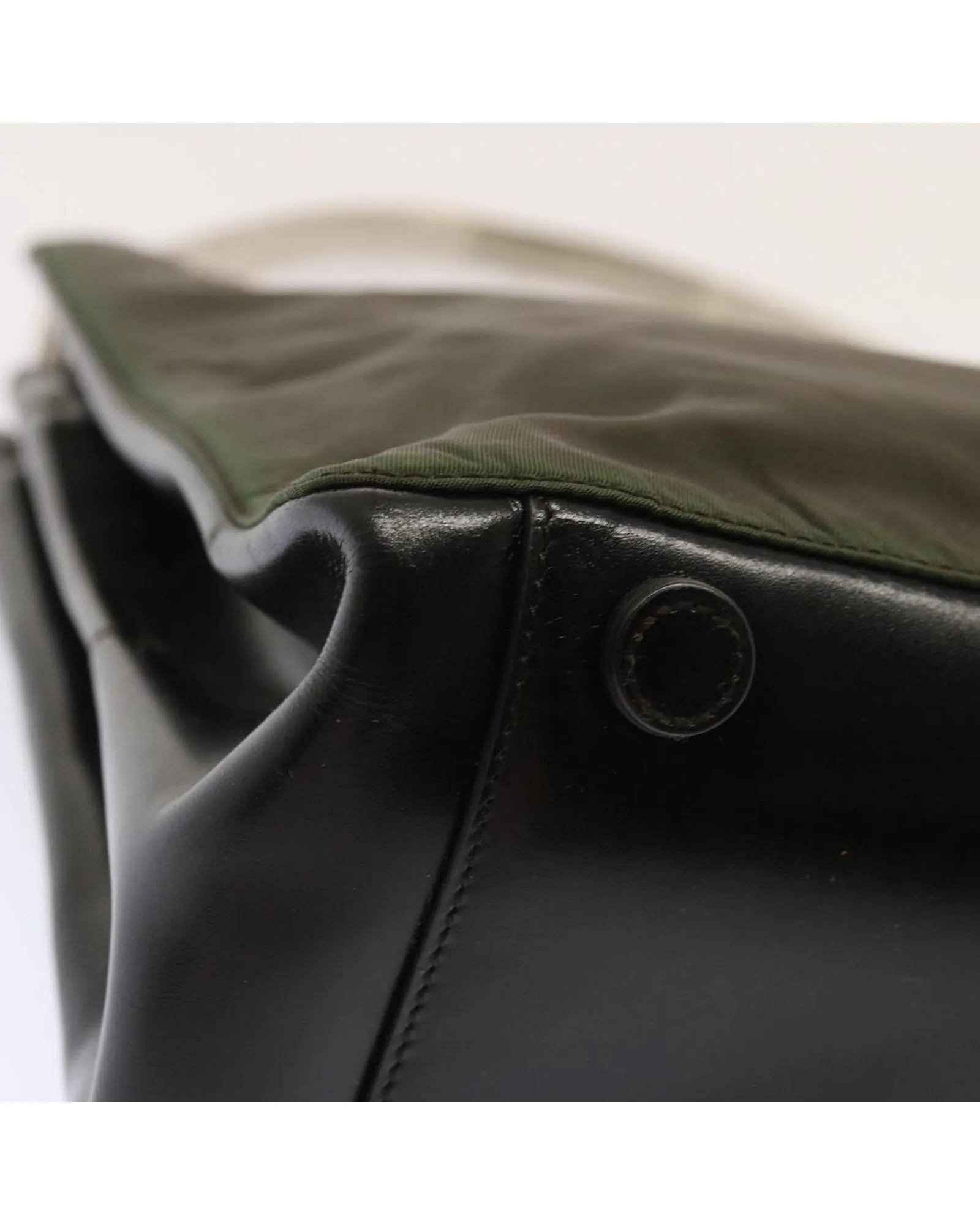 Khaki Nylon Shoulder Bag with Accessory - Authentic Italian Design