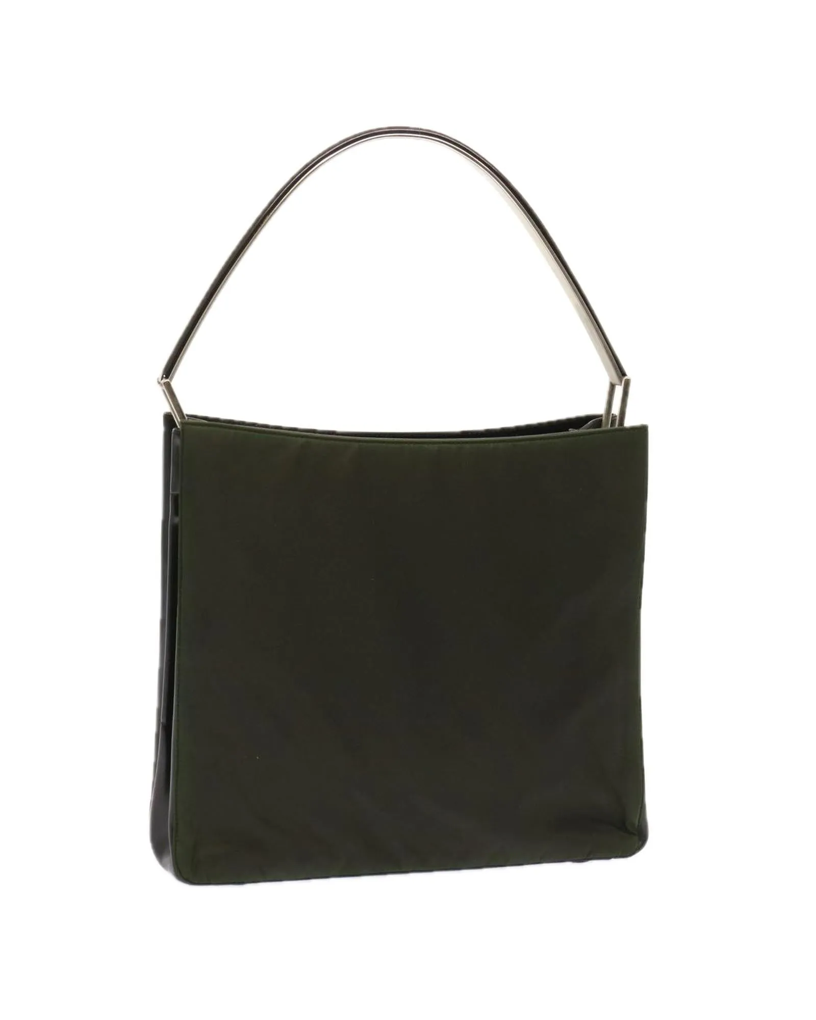 Khaki Nylon Shoulder Bag with Accessory - Authentic Italian Design