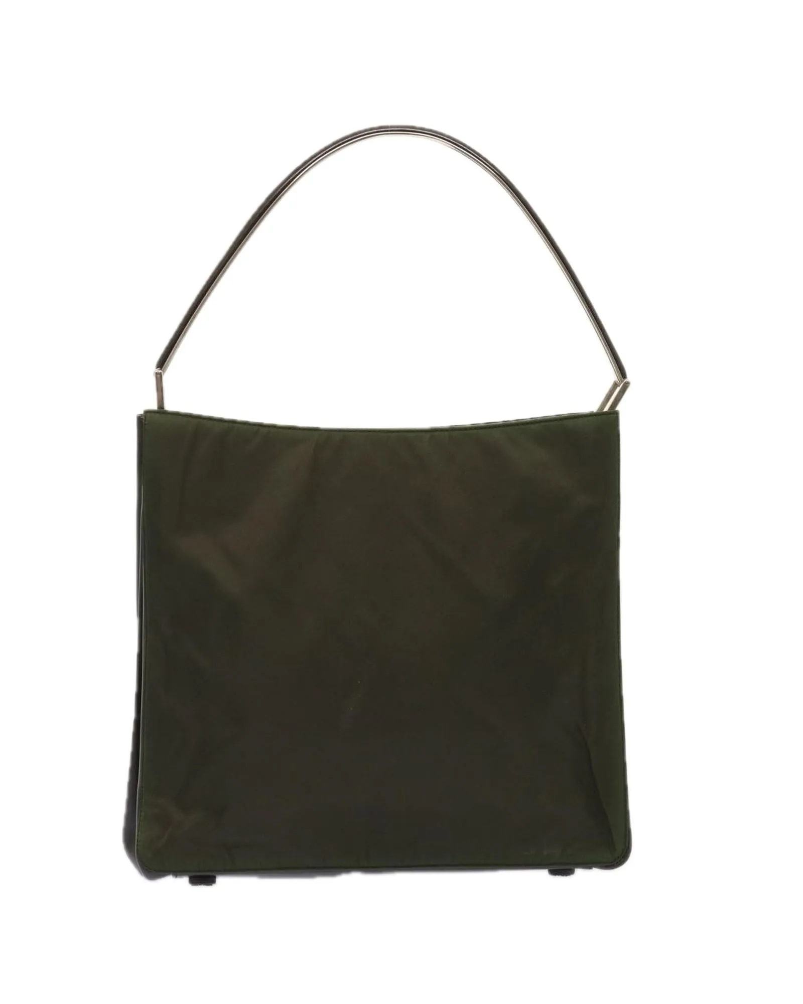 Khaki Nylon Shoulder Bag with Accessory - Authentic Italian Design