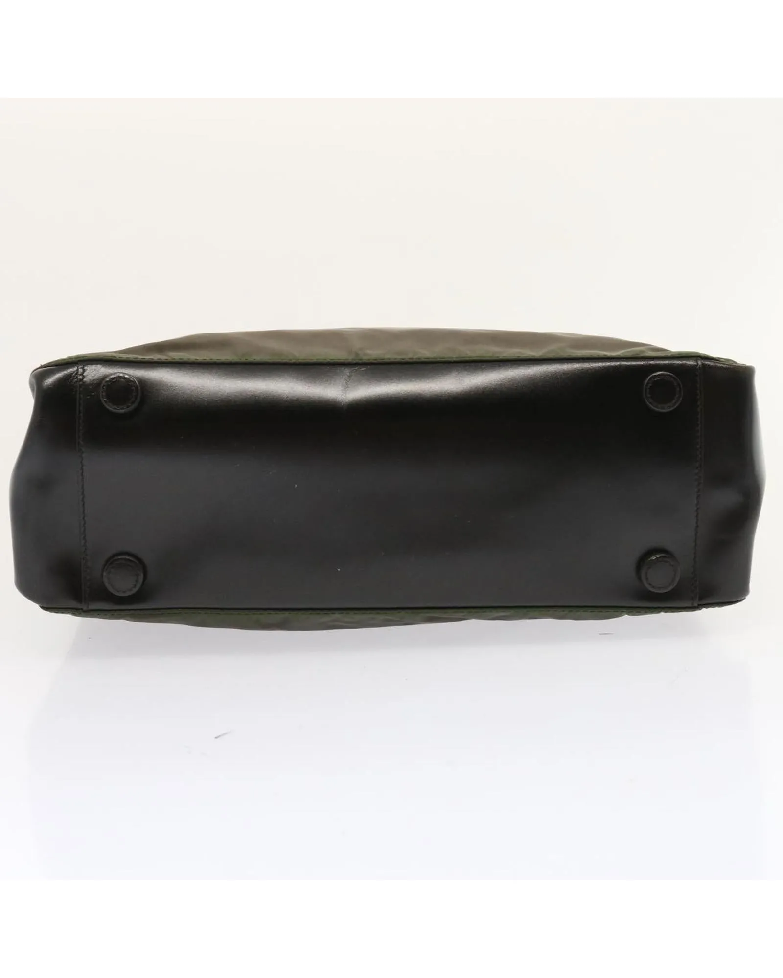 Khaki Nylon Shoulder Bag with Accessory - Authentic Italian Design