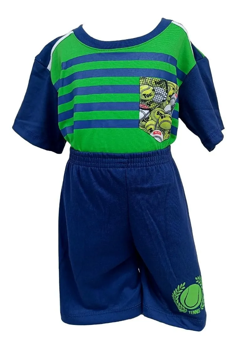 Landmark Short Set Gribralta/G-Flush with Tennis-Print Pocket Tshirt