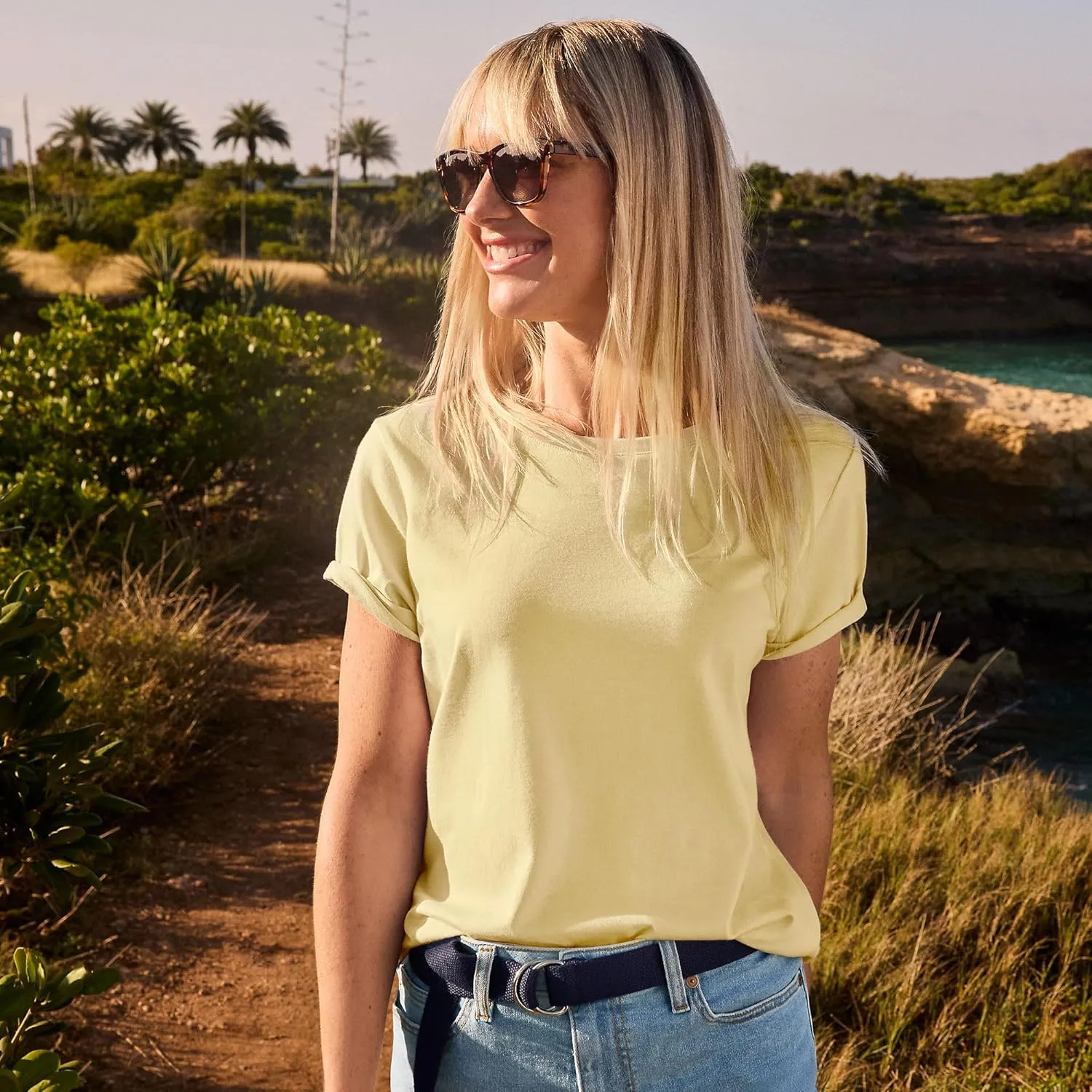 Lands' End Women's Relaxed American-Grown Supima Cotton Crew Neck T-Shirt