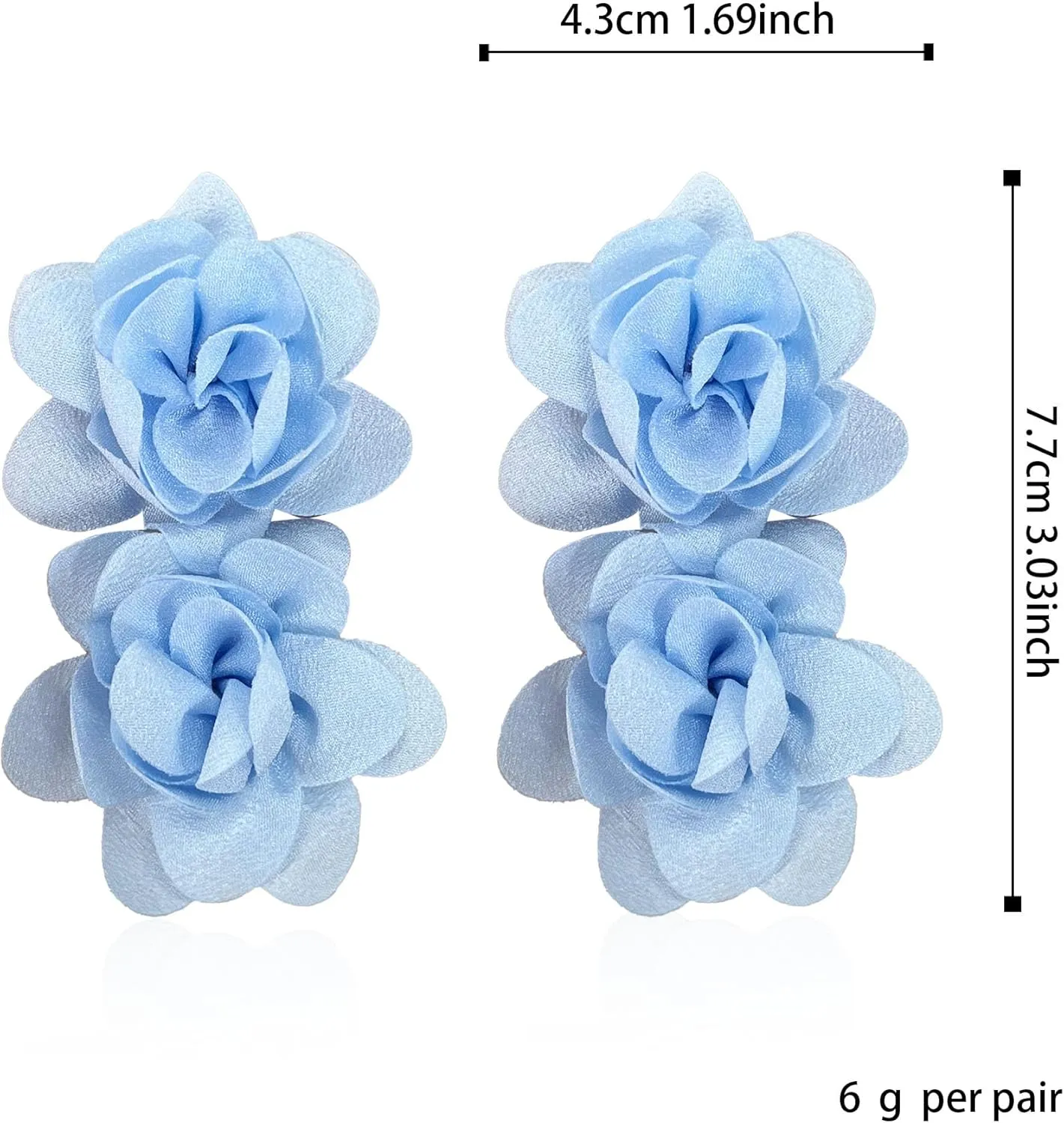 Large Flower Statement Stud Earrings Red Fabric Flower Oversized Exaggerated Dangle Earrings Jewelry for Women