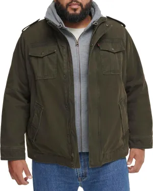 Levi's Men's Washed Cotton Hooded Military Jacket