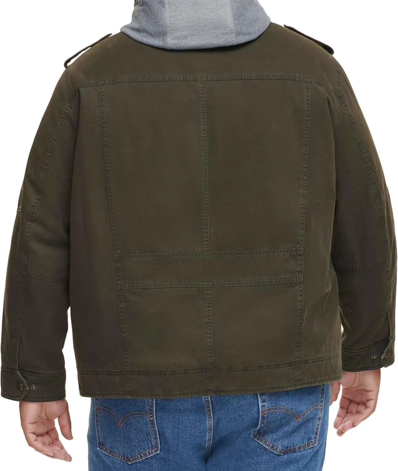 Levi's Men's Washed Cotton Hooded Military Jacket