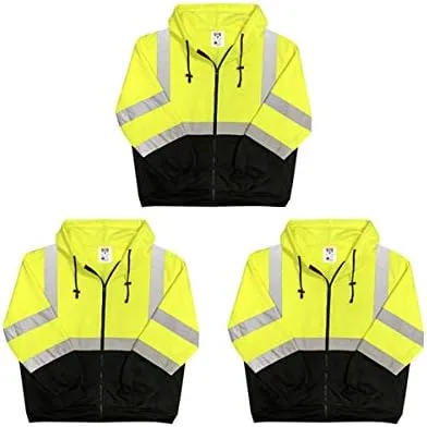 Lightweight High Visibility Hooded Jacket, 3 Pack, Medium