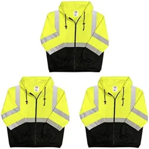 Lightweight High Visibility Hooded Jacket, 3 Pack, Medium