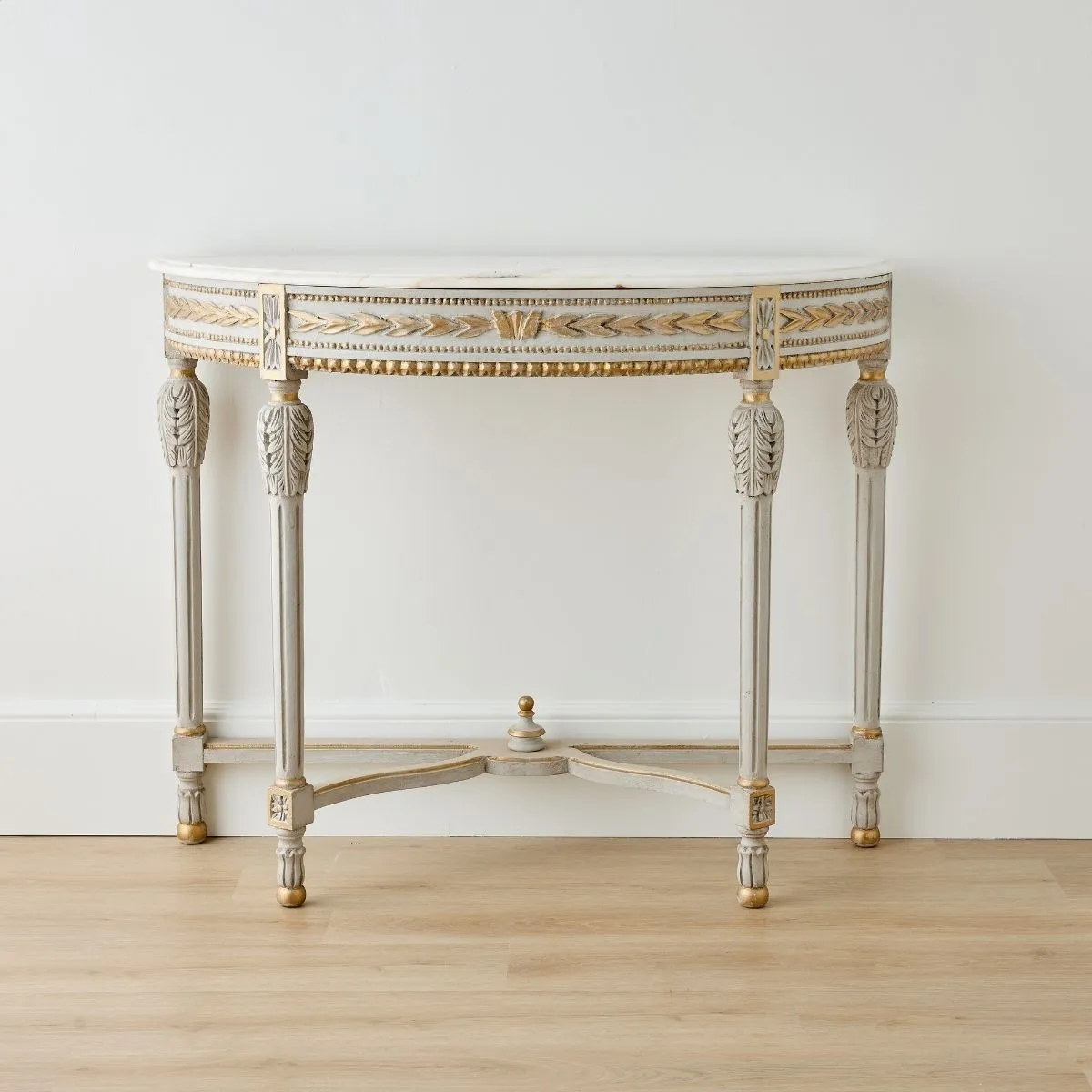 Louis XVI Demilune with Carved Leaf Details