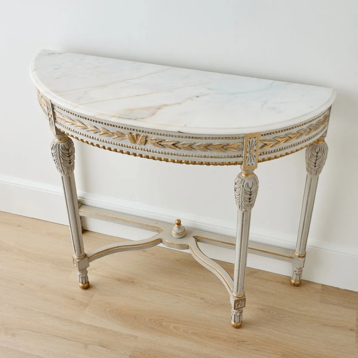 Louis XVI Demilune with Carved Leaf Details