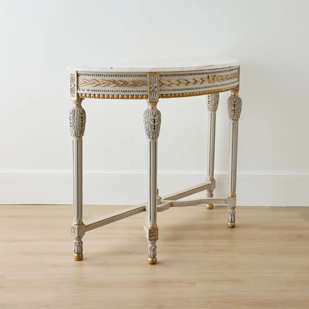 Louis XVI Demilune with Carved Leaf Details