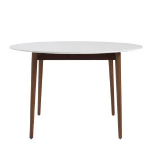 Manon 47" Round White Top Dining Table - Mid-Century Modern