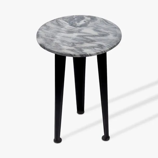 Marble & Metal Round Top Plant Stand For Indoor And Outdoor Plantation