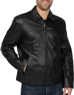 Men's Big and Tall New Zealand Lambskin Leather Classic Open Bottom Jacket