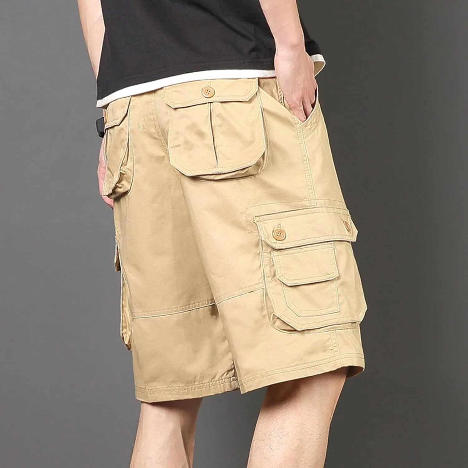 Mens Hiking Cargo Shorts Classic Washed Combat Shorts Outdoor Relaxed Fit Jogging Pants for Summer Travel Vacation