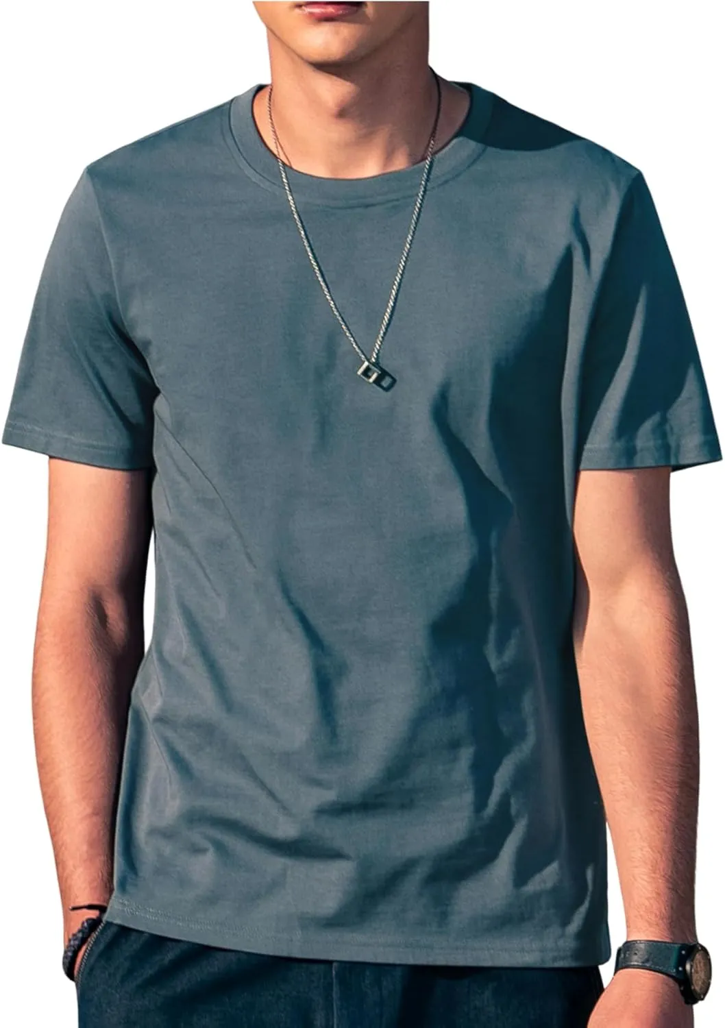 Men's Ice Silk T-Shirt, Quick Dry Casual Shirt, Classic Men's Solid Color T-Shirt