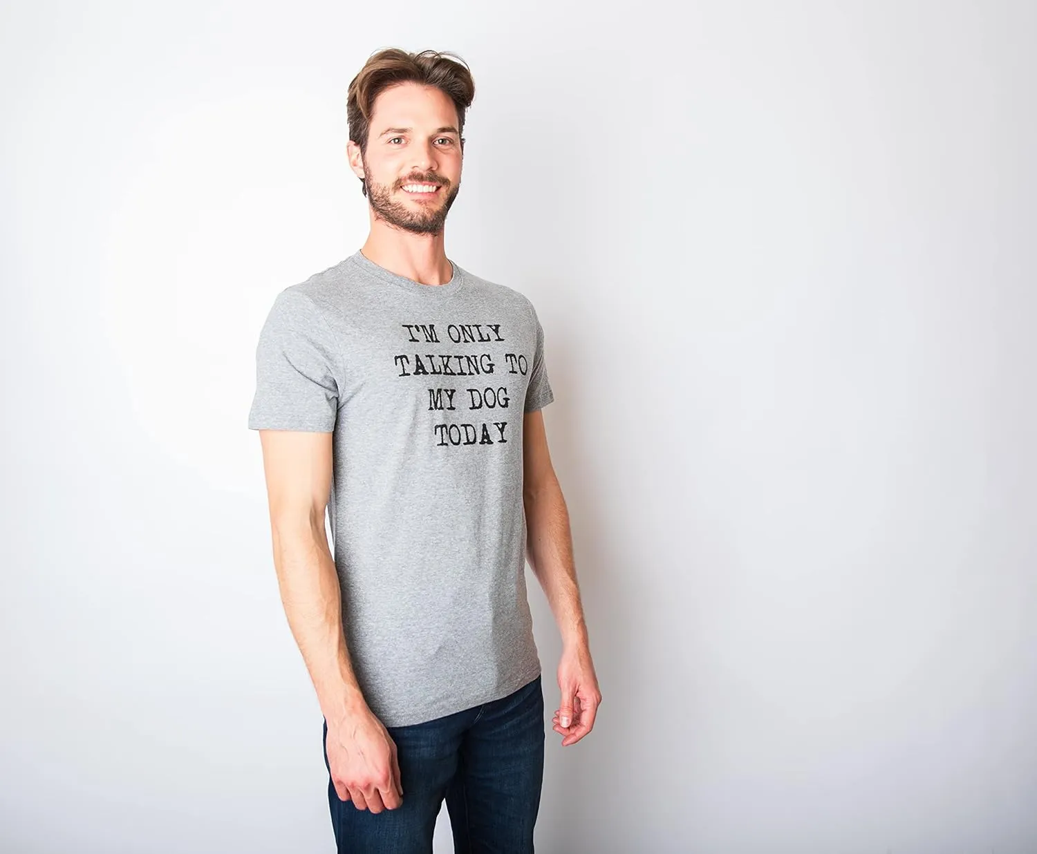 Mens I'm Only Talking to My Dog Today Funny Shirts Dog Lovers Novelty Cool T Shirt